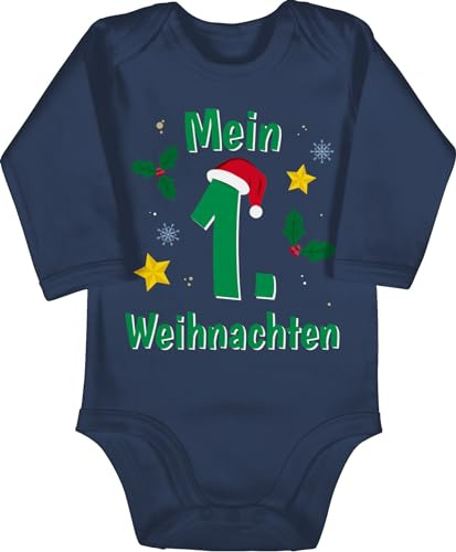 Shirtracer - Baby Body langarm Mädchen Junge - Geschenke Christmas - Mein 1. Weihnachten grün