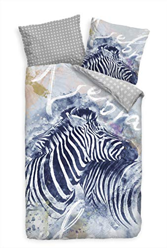 Paul Sinus Art Bettwäsche Set 135x200 cm + 80x80cm Zebra balu edles stilvolles Design Super hochwertige Atmungsaktive Hypoallergen Mikrofaser Bettwäsche Garnitur