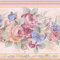 CONCORD WALLCOVERINGS Wallpaper Border Floral Pattern Roses Butterflies for Bedroom Living Room, Beige Pink Blue, 15 Feet by 7 Inches 29427