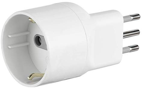 Electraline 71020 Adattatore Disassata Salvaspazio da Schuko a Spina Piccola Italiana 10A, Bianco, Confezione da 1