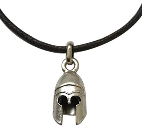 Eurofusioni Antike Griechische Helm Anhänger Versilbertes Metall mit Halskette - Symbol für Stärke, Mut und Loyalität - Antike Griechenland Fan Geschenke - Miniatur Spartan Korinthischer Helm: 1,9 cm
