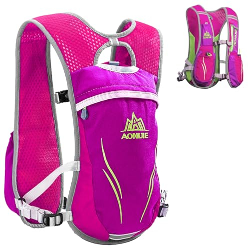 Azarxis Sac Trail 5,5 L Gilet Hydratation Running Gilet de Course Sac à Dos Vélo Léger pour Homme Femme Randonnée Marathon (Rose Rouge, Taille Unique)