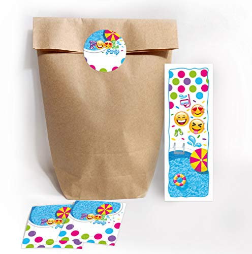 10 Lesezeichen + 10 Geschenktüten/Natur + 10 Aufkleber Schwimmbad Pool-Party Mitgebsel Gastgeschenk beim Kindergeburtstag Jungen Mädchen
