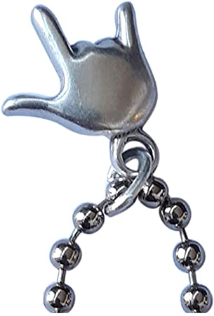 Porte clé Main Emoji Rock en Métal plaqué argent. Pendentif pour sac à dos inspiré des mains emoticon WhatsApp. Symbole I Love You Idée cadeau originale