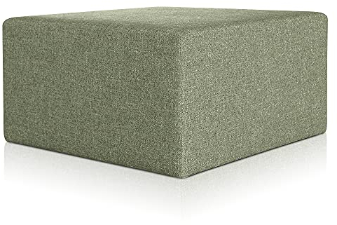 Deshome Pouf hocker Fußstütze 83x83x44 cm Wasserabweisender Stoff: Modernes Design Pouf für Sofa Wohnzimmer Schlafzimmer, Puff hocker, Pouffe Minerva Olivgrüne