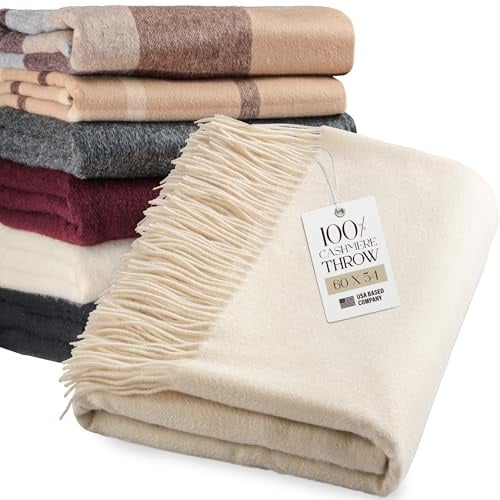 Velanio Cashmere Bettdecke, Decke (Elfenbein)