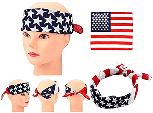 Bamboopack - Lot de 3 turbans avec motif drapeau américain et étoiles et rayures
