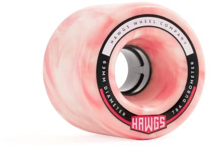 Landyachtz Fatty Hawgs Longboard-Rollen, steingeschliffen, 63 mm, 78 A, Pink/Weiß, 63 mm, 4 Stück