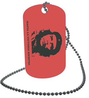 U24 Dog Tag Erkennungsmarke ID Tag an Kette Flagge Che Guevara Alu 30 x 50 mm