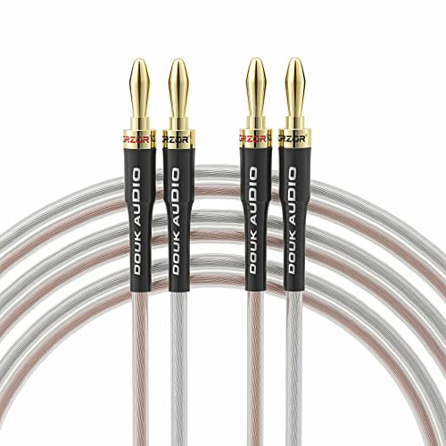 Nobsound Douk Audio 14AWG OFC Câble de haut-parleur avec fiches bananes plaquées or 1 m