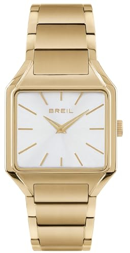 Breil, Collezione The B, Orologio Donna in Acciaio IP Gold, Movimento al Quarzo Solo Tempo, Cassa Quadrata Monocolore 27x26 mm, Lunghezza Regolabile 13.5-19 cm, Chiusura Déployante con Pulsanti, Gold