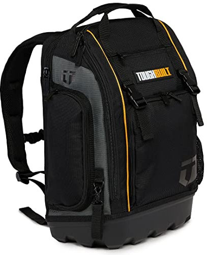 ToughBuilt - Professional Tool Bag and Backpack, Fits 13 -17 Laptops, Large Front Flap Provides Easy Access to All Tools, Rugged Off-Road Base, Open and Covered Internal Pockets (TB-66C-UK)
