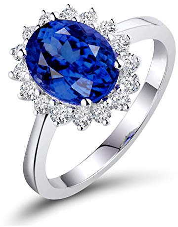 0.5ct Saphir Promise Ring, 18K(750) Weißgold Ring Übergröße Damen mit Diamant Schmuck Ringe Geburtstagsgeschenke Größe 60 (19.1)