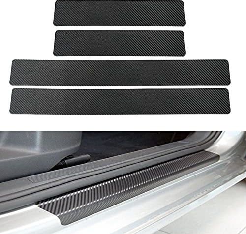 GZRUICA Door Sill Plate Protectors for Car - Universal Door Entry Guards Sill Scuff Cover Panel Step Protector, Welcome Pedal Protector Cover, Carbon Fiber, 4pcs/Set