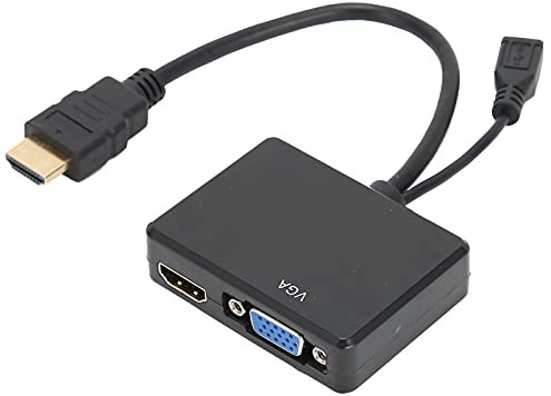 HDMI auf VGA Adapter, High Definition Multimedia Interface Splitter Interface 1 Konverter (Schwarz) 1080P Dual Display Eingang 2 Ausgang (Schwarz)