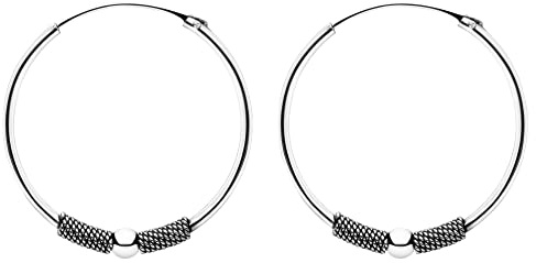 ENTREPLATA Ohrringe Bali Creolen 925 Sterling Silber Unisex für Herren Damen Mädchen Junge Ethnische Ohrringe Tribal Bali 25 mm.