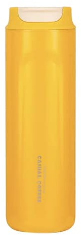 French Press Coffee Maker | Travel Coffee Mug with Snap Flip Lid | Leakproof Reusable Stainless Steel Tumbler Cup | Gifts for Women Men Him Her Stainless Steel Thermal Mug for Hot Cold Drinks (Yellow)