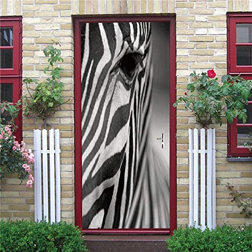 3D Türtapete Türfolie Selbstklebend Türposter Pvc Türaufkleber Fototapeten Tierisches Zebra 95 X 215 Cm - Kinderzimmer, Küche, Wohnzimmer, Schlafzimmer, Arbeitszimmer, Bürotür, Foto, Tür-Wandaufklebe