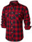 PARKLEES Herren Freizeithemden Regular Fit Button Down Check Kariert Flanellhemden mit Taschen PZLCL41 Rot Marine XL