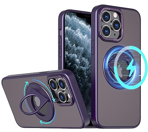 S. Dawezo Magnetisch Ständer für iPhone 11 Pro Hülle 5,8 Zoll, Kompatibel mit MagSafe, Militärische Schut Handyhülle, Magnetkraft 360° Drehbare Halterung Hülle für iPhone 11 Pro, Lila