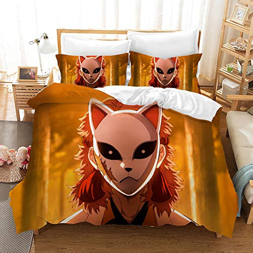 WOLWES Bettwäsche 135x200 + 80x80 · Cartoon Anime Mikrofaser · 2 teilig Teenager Kinder-Bettwäsche Set (C4, 135×200cm)