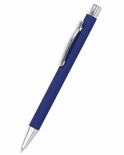 Online Kugelschreiber Soft Metal, Druckkugelschreiber aus Aluminium, auswechselbare Großraum-Mine, Schreibfarbe blau, dokumentenecht, Classic Blue mit Softtouch Feeling, Metallclip