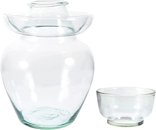 JOPLAX Frasco De Fermentación De Vidrio Transparente Frasco Hermético Para Encurtidos Frasco De Comida De Fermentación Recipiente De Fermentación De Sello De Agua De Vasija Tradicional-Small