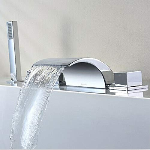 Robinet mitigeur de baignoire à 5 trous, valves en céramique, robinet cascade, mitigeur de baignoire thermostatique avec douchette ABS pour salle de bain et lavabo