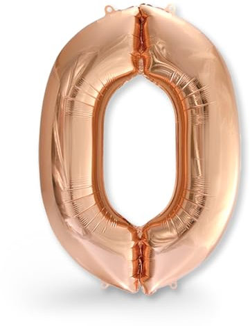FUNXGO® Folienballon Zahl 0 rose gold - Riesenzahl Ballon ca.100 cm - Verstärktes Material- fliegt mit Helium - 0 Geburtstag Luftballon - Deko zum Geburtstage, Party, Hochzeiten - Ballon 0 rose gold