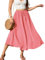 Zeagoo Röcke Damen Lang Hohe Taille Maxirock Elegant Rock A-Linie Mesh-Rock Mit Kordelzug Casual Midi Freizeitrock Einfarbig Rock Rosa XL