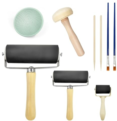 Linoldruck Set, 3 Stück Andrückrolle, Gummimaterial Diamond Painting Roller, 3.6/6.1/10.3 cm Gummiwalze, Linolschnitt Set für Druck, Linolschnitt für Malerei (Schwarz)