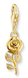 THOMAS SABO 2 Charm-Anhänger Rose vergoldet 925 Sterlingsilber, 750 Gelbgold Vergoldung 2077-413-39