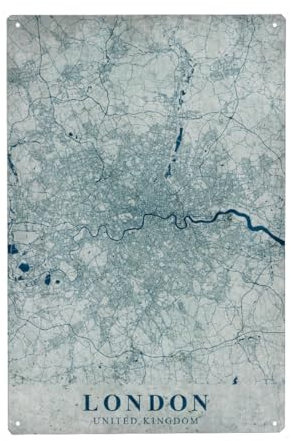 artboxONE Metall-Poster 20x30 cm Städte/London London als Vintage Stadtplan von Künstler Webwald