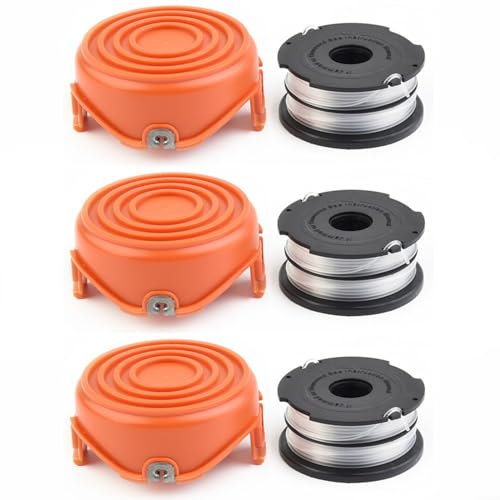Lot de 3 bobines et fil avec couvercle de bobine pour débroussailleuse Black Decker GL687 GL690