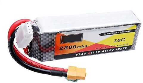 HRYHWASE 11.1V 3S Lipo Akku 30C 2200mAh Lipos RC Akku mit XT-60 Stecker für RC Hubschrauber 1/8 1/10 RC Plane Flugzeug