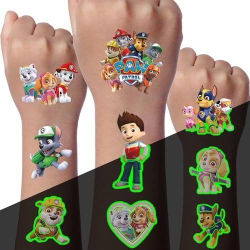 Leuchtende Tattoos für Kinder, 8 Blätter 180+Temporäre Tattoo Set, Tattoos zum Aufkleben, Kinder Geburtstag Party Geschenk Dekorationen, Adventskalender Kinder Geschenke