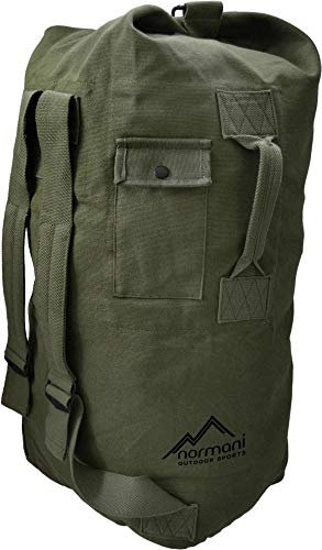 normani Seesack aus reißfestem Canvas-Material mit Doppelgurt und Metallverschluss - 100% Baumwolle Farbe Olive Größe 20 Liter