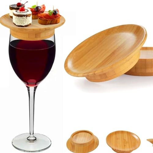 Juego de 4 adornos para copas de vino, para copas de vino, posavasos redondos para copas de vino, platos redondos para copas de vino, plato de aperitivo para el hogar y fiestas