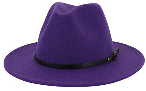 Herren & Frauen breite Mütze mit Gürtelschnalle Verstellbare Outback-Hüte Cap Freistaat (Purple, One Size)