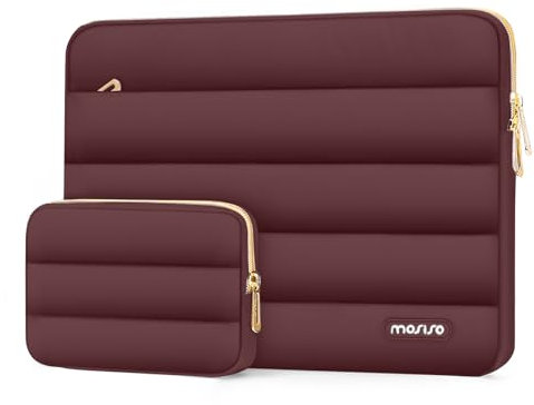 MOSISO 15-15,6 Pollici Custodia Laptop,16 Pollici Borse PC Compatibile con MacBook Pro 16,HP Dell ASUS Acer Toshiba Lenovo Quaderno Computer,Poliestere Orizzontale Borsa con Small Case,Vino Rosso