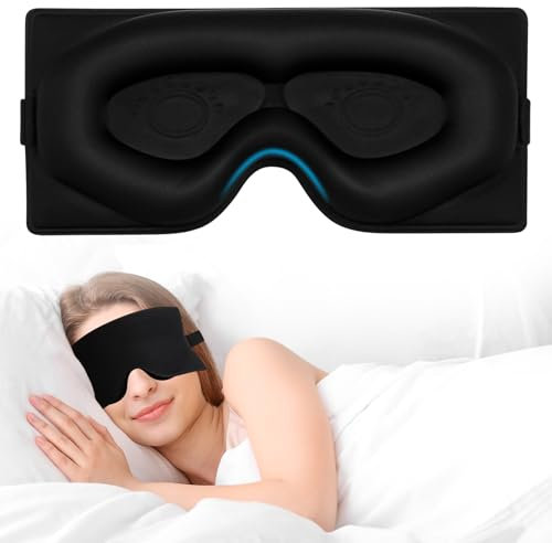 Alyvisun Masque de Sommeil Occultant, Approfondit Contour des Yeux, [Zéro Pression & Respirant] Masque de Nuit 3D avec Sangle Réglable, Cache Yeux pour Dormir, Voyage, Sieste, Noir