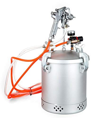 LANNADD Farbspritzpistole Druckbehälter, 10L 30PSI Farbsprühsystem Spray Paint Pressure Pot Tank Paint Container Farbspritzpistolen Lacken Flecken, Druckbehälter für Farbe Silber