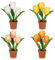 Arborus 4 STK Künstliche Tulpen im Topf 21 cm Kunst Tulpen Deko Künstliche Frühlingsblumen im Braun Topf Klein Kunstblumen Tisch Fensterbank Schreibtisch Zimmer Büro Deko