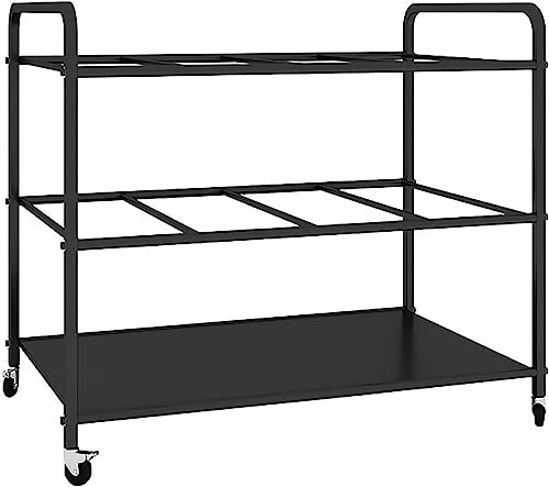 DSeenLeap Großer Rollwagen für die Aufbewahrung von Matten, robuster Ständer für Schaumstoffrollen aus Metall mit Rädern, für Zuhause, Garage, Studio und Fitnessstudio, für 12 Matten (schwarz)