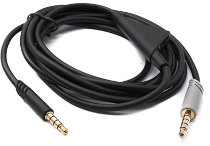 SYSTEM-S Audio Klinke Kabel 2 m 3,5 mm TRRS Stecker zu TRS Stecker Lautstärkeregler AUX Adapter Grau