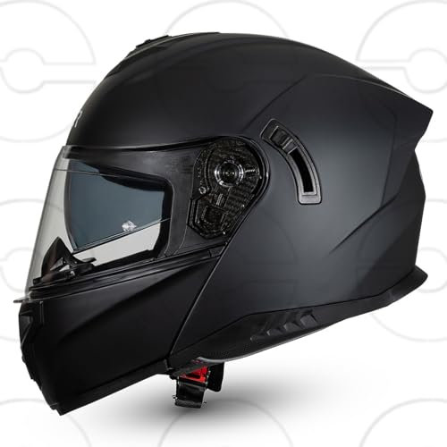 CRUIZER Casco Moto Scooter Modulare Nero Opaco Doppia Visiera con Visiera aggiuntiva oscurata L