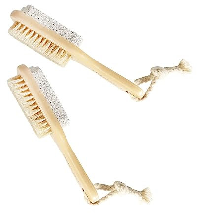 SKISUNO Fußfeile Hornhautentferner 2 Stück Doppelseitig Natürlicher Bimsstein Schweineborsten Fußschaber Für Trockene Füße Ältere Menschen Frauen Männer