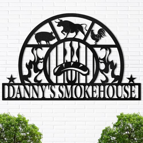 Individuelles BBQ Metall Namensschild, Personalisiertes Camping Schild, Vintage Grill Metallschilder für Draußen, Veranda Wanddeko, Zuhause Deko Schild für Grillen, Garten, Terrasse, Veranda