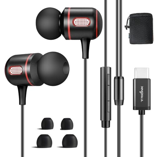 Auriculares USB C con Cable, In-Ear Tipo C con Micrófono y Control de Volumen, Compatibles con iPhone 15/16 Pro MAX, Samsung Galaxy S25/S24/A55, Sony, Xiaomi, Google Pixel 9/9 Pro, Huawei, iPad