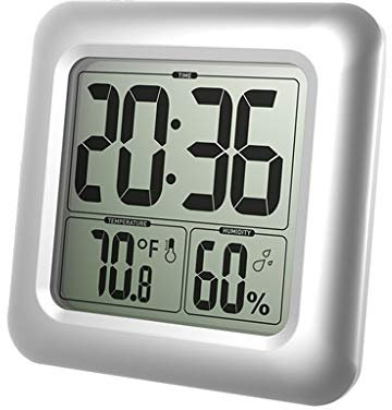 Reloj de pared digital con ventosa, resistente al agua, sensor de temperatura de baño para pantalla de tiempo, reloj de ducha, clo